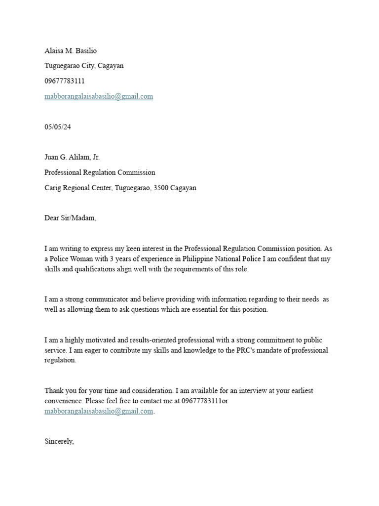 Application Letter | PDF