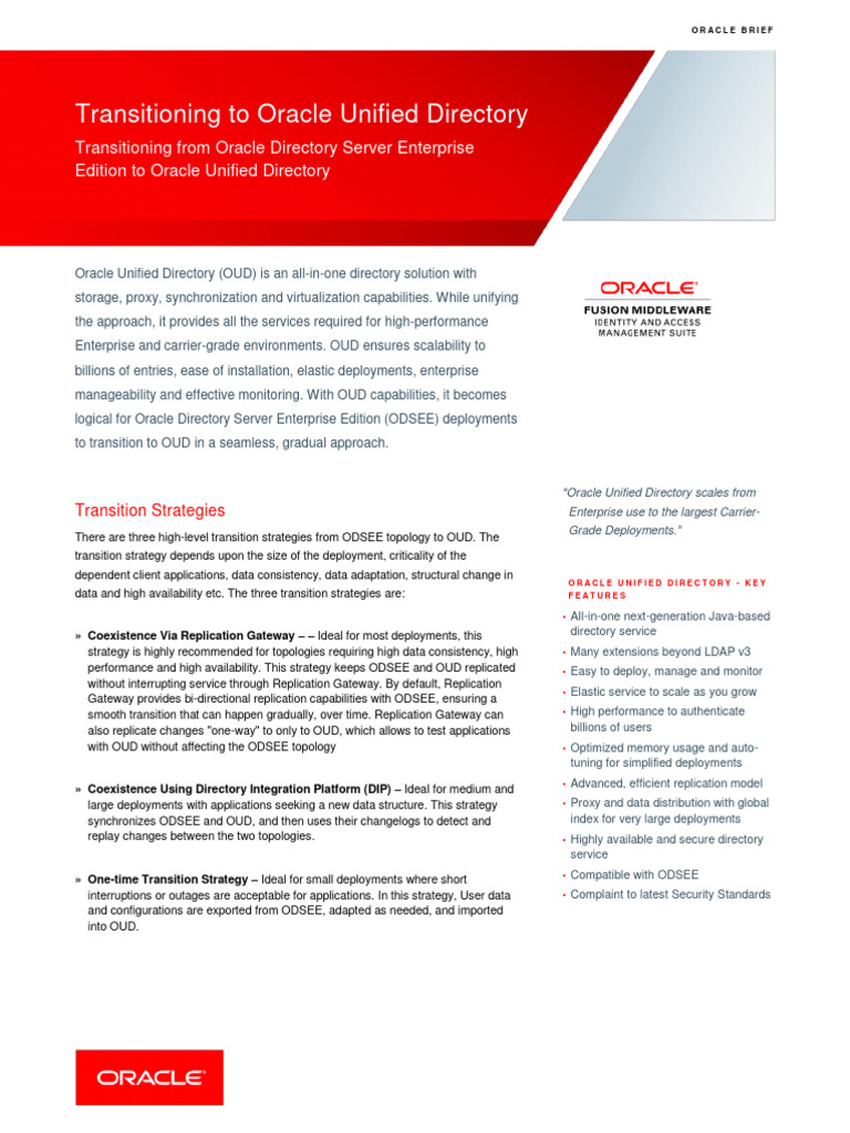 Transitioning to Oracle Unified Directory | PDF | Databases | Oracle ...