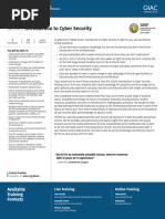 Introduction To Cyber Security: Available Training Formats
