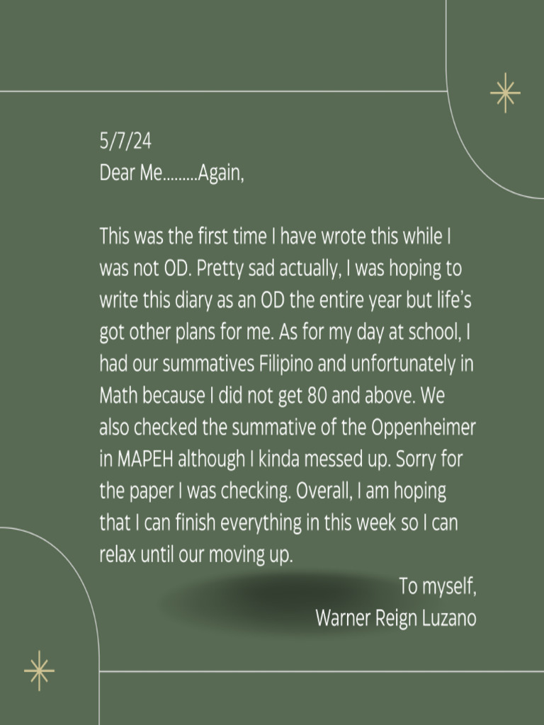 3rd Quarter Diary | PDF