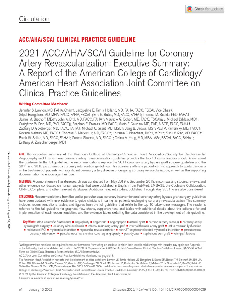 2021 ACC/AHA/SCAI Revascularization Guidelines | PDF | Coronary Artery ...