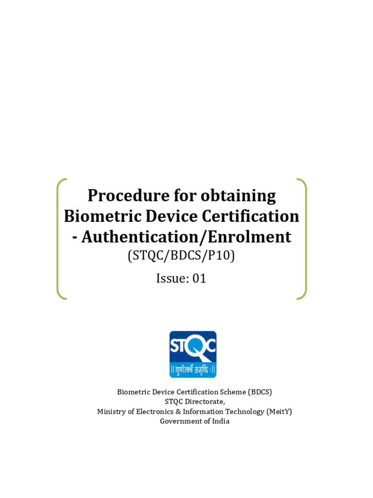 Biometric Device Certification Procedure | PDF | Biometrics ...