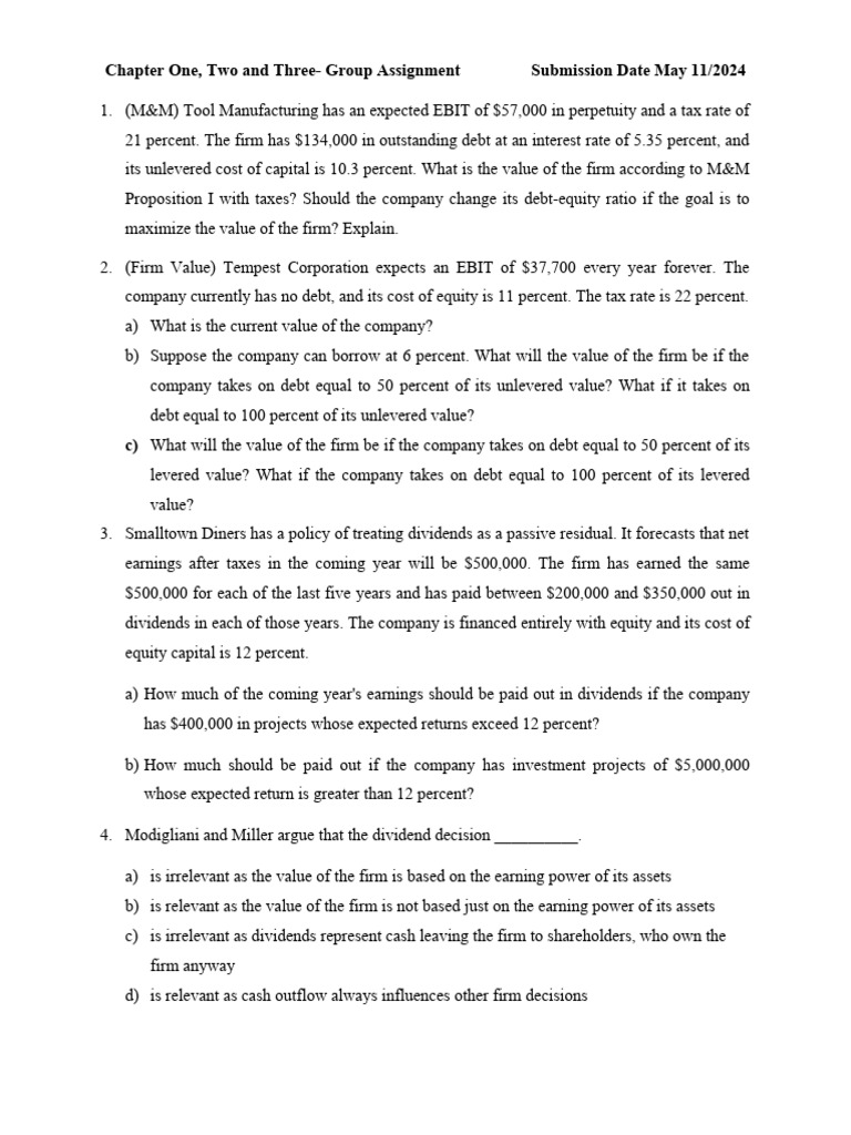 FM-II CH - 01, 02 & 03 Group Assignment For Rift - 064032 | PDF ...