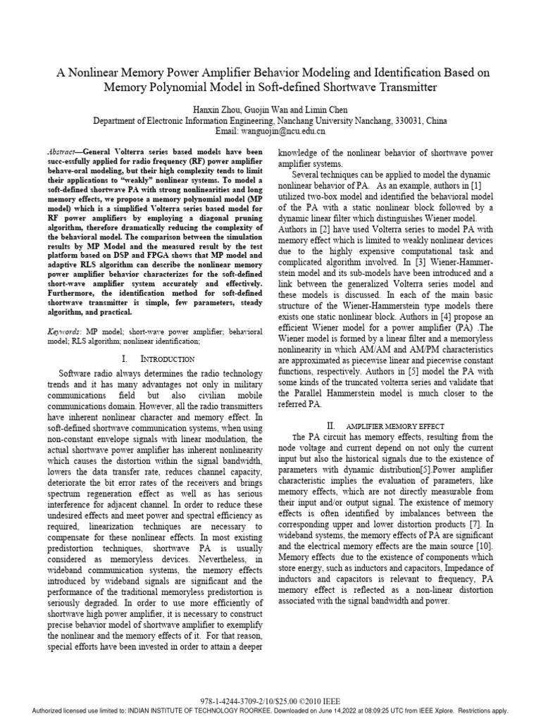 RF Amplifier Nonlinear Modeling | PDF | Amplifier | Akaike Information ...