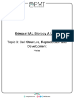 Summary Notes - Topic 3 Cell Structure Reproduction and Development - Edexcel (IAL) Biology A Level