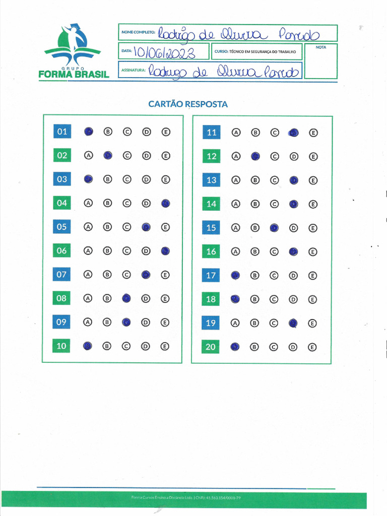 Cartao Resposta | PDF