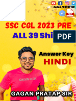 SSC CGL 2023 Pre All 39 Shifts Answer Key PDF's in Hindi