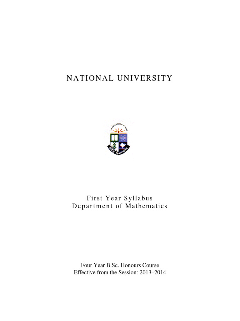 NU Mathematics Honours 1st Year Syllabus | PDF | Cost Of Living ...