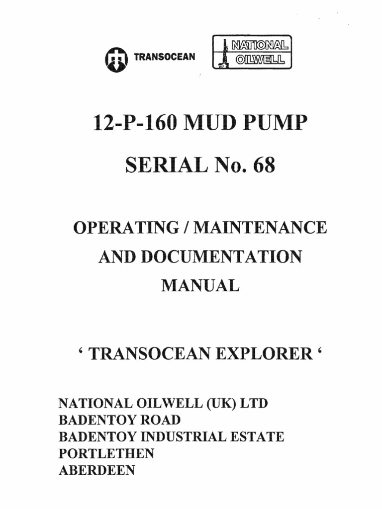 12-P-160 Mud Pump Manual | PDF | Screw | Valve