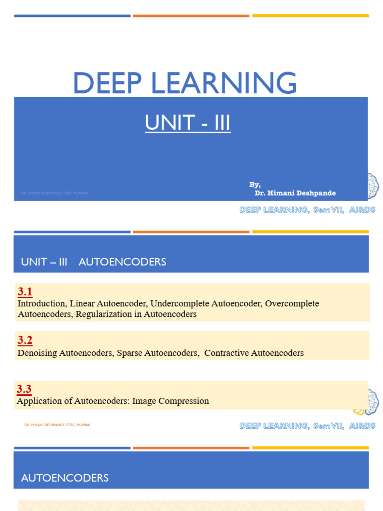 DL Unit3 Autoencoder | PDF | Data Compression | Artificial Intelligence