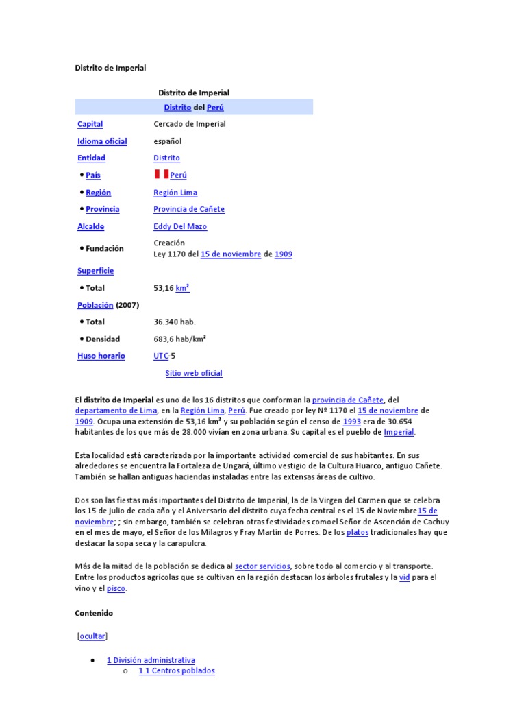 Distrito de Imperial PDF Geografía Física Ciencias de la Tierra
