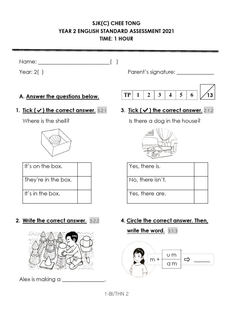 Year 2 English Assessment 2021 | PDF | Clothing | Fashion