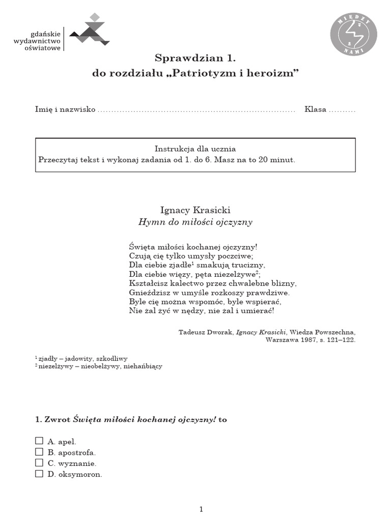12 1 Test Patriotyzm I Heroizm Pdf Pdf
