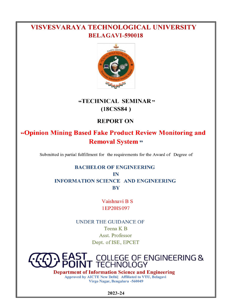 Engineering Students' Seminar Report | PDF | Machine Learning | Cluster ...