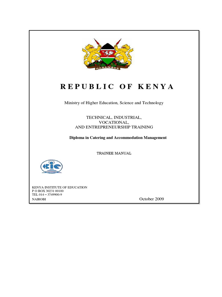 Diploma in Catering Management Manual | PDF | Entrepreneurship ...