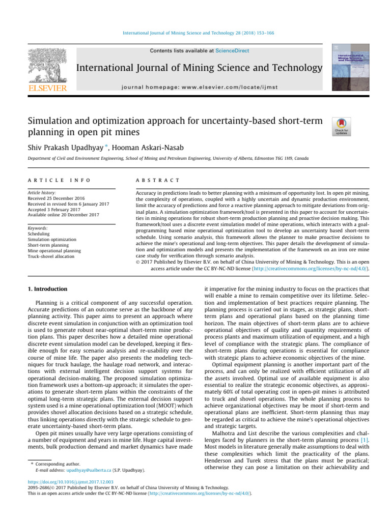 Simulation Optimization in Mining Planning | PDF | Simulation ...