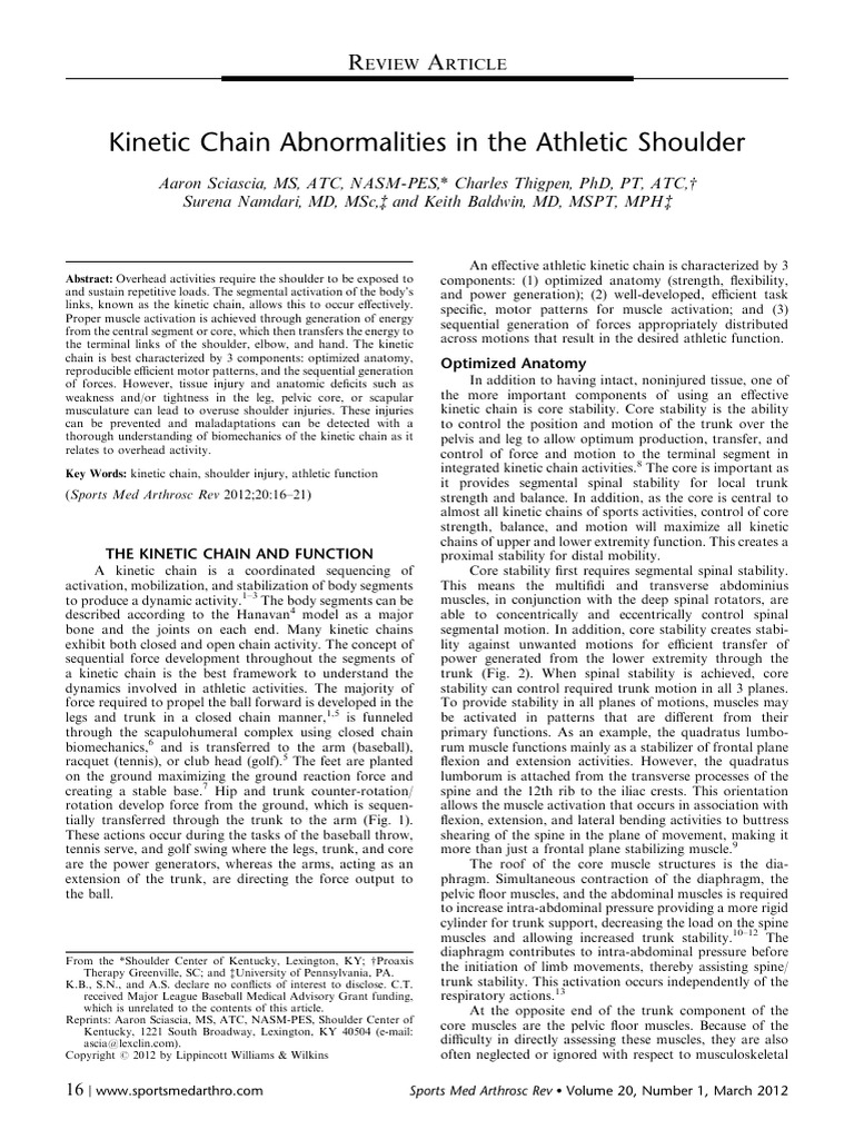 Shoulder Kinetic Chain Abnormality | PDF | Anatomical Terms Of Motion ...
