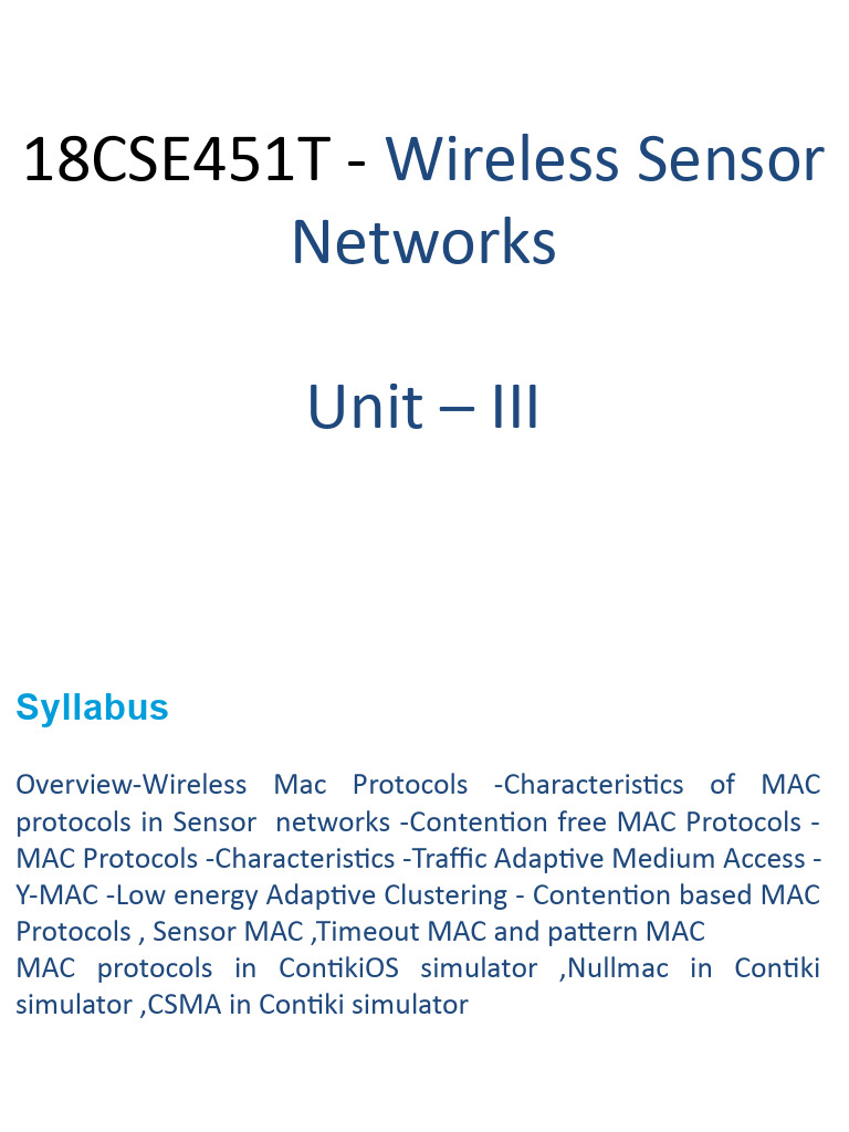 Wsn Unit 3 Pdf Computer Network Wireless Sensor Network