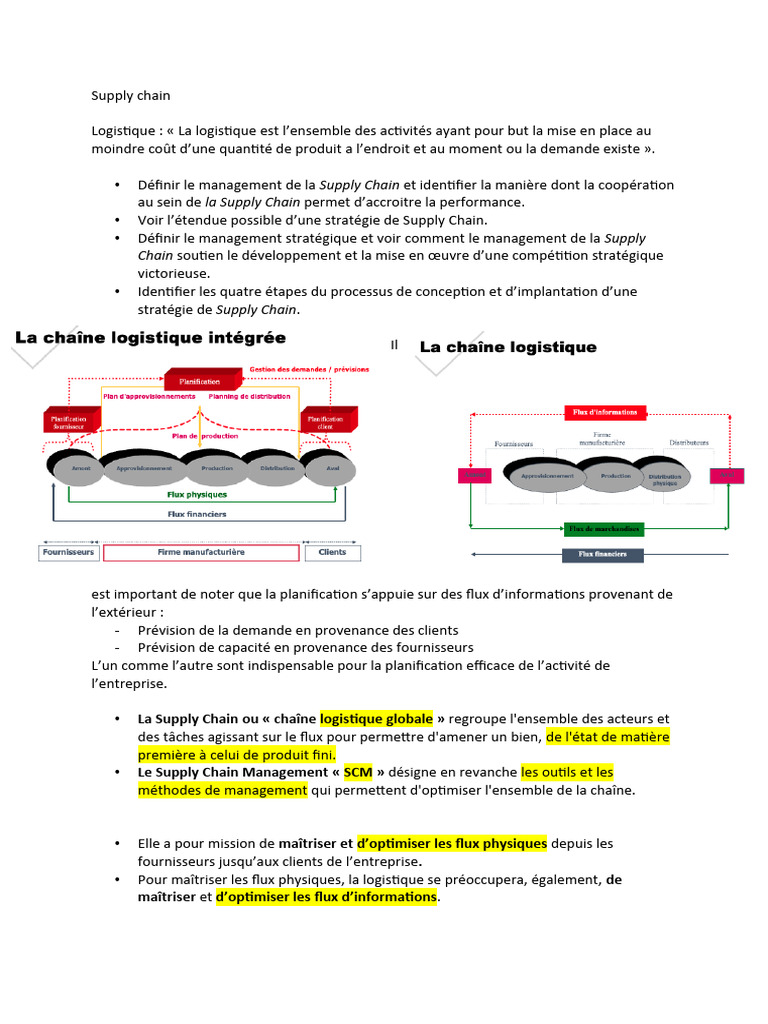 Optimisation de la Supply Chain Logistique | PDF | Logistique | Gestion ...