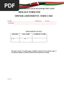 Kapsabet Boys Biology Form One Qs 2023