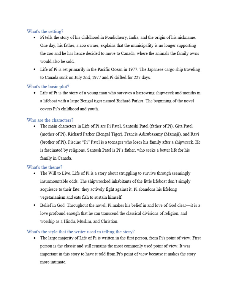 English life of pi pdf