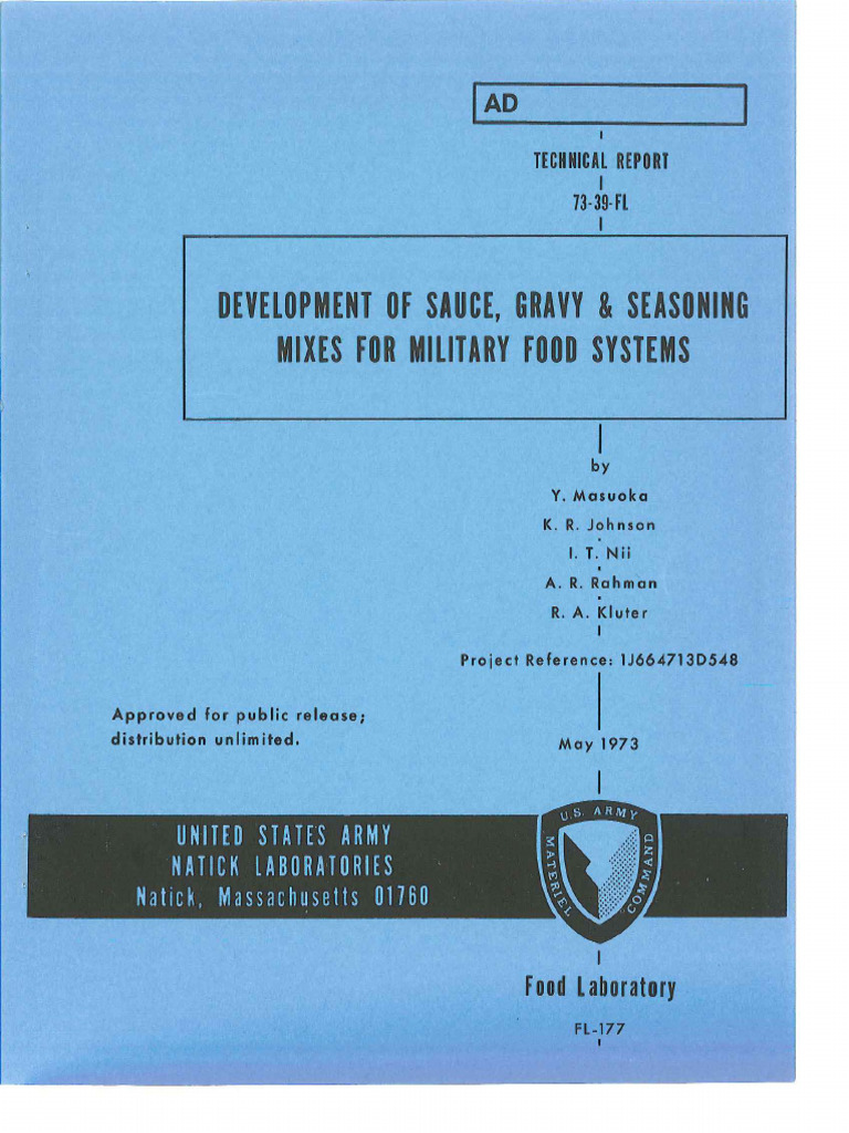 Military Food Mix Development | PDF | United States Department Of ...