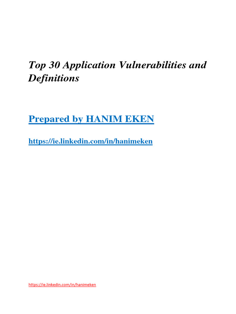 Top 30 Application Vulnerabilities and Definitions | PDF | Malware ...