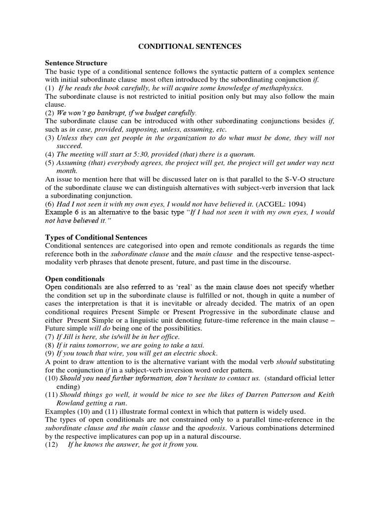 Understanding Conditional Sentences | PDF | Clause | Verb
