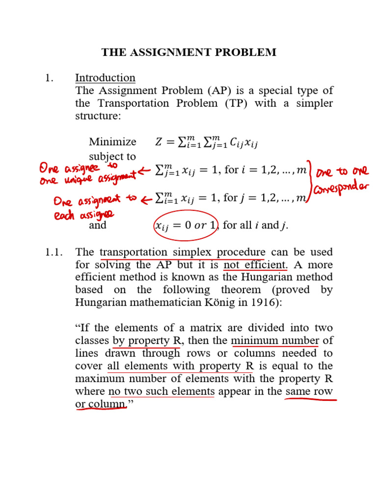 The Assignment Problem | PDF | Matrix (Mathematics) | Algorithms