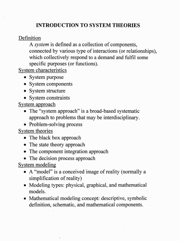 Introduction To System Theories | PDF | System | Mathematical Optimization