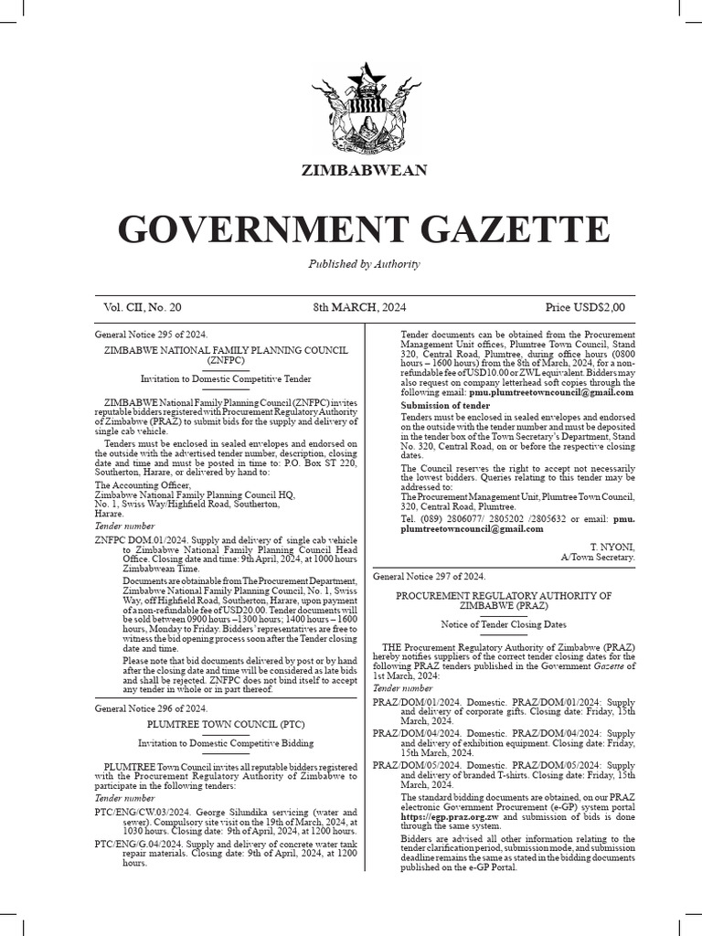 Government Gazette Vol. 20 8-3-2024 FINAL | Download Free PDF