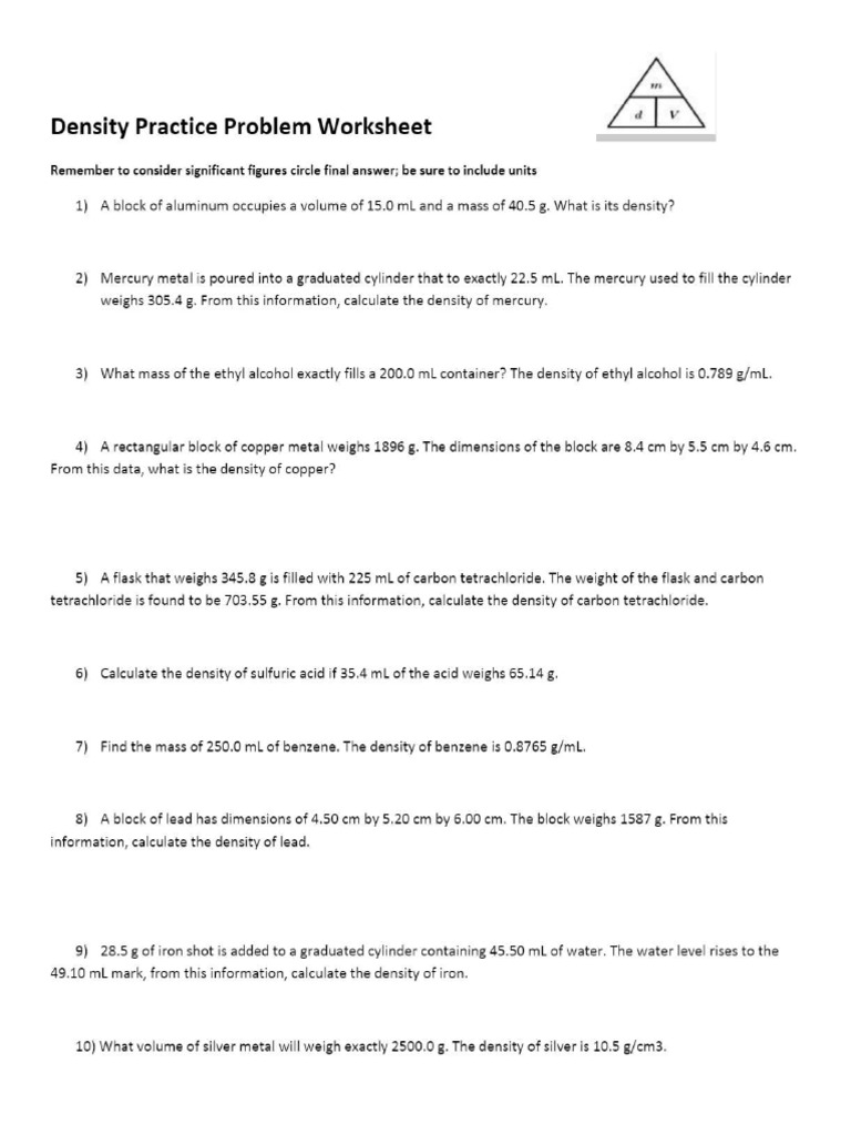 WS - Calculating Density 2 | PDF