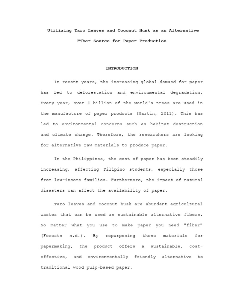 Taro Leaves & Coconut Husk for Paper | PDF | Paper | Pulp (Paper)