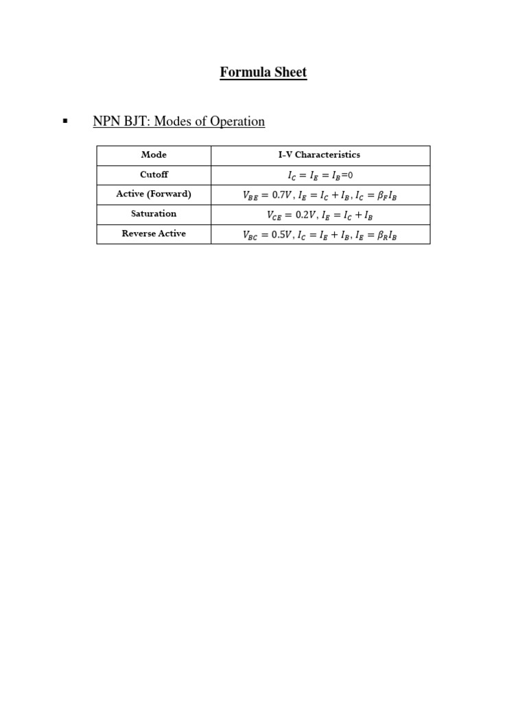 Formula Sheet MT | PDF