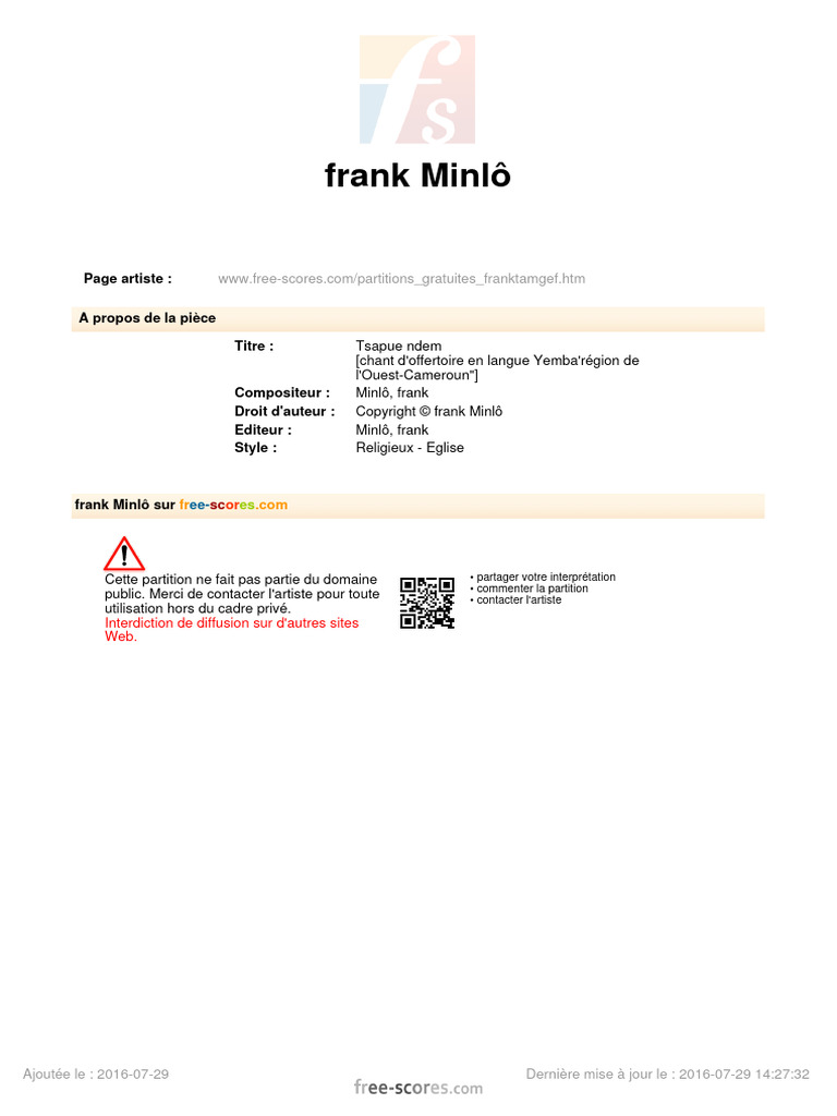 (Free Scores - Com) - Minlo Frank Tsapue Ndem 93788 286 | PDF