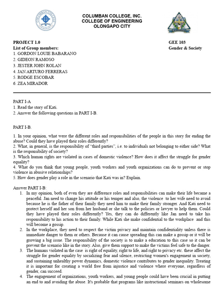 Engineering Gee 103 Project 1.0 1 | PDF | Bullying | Violence
