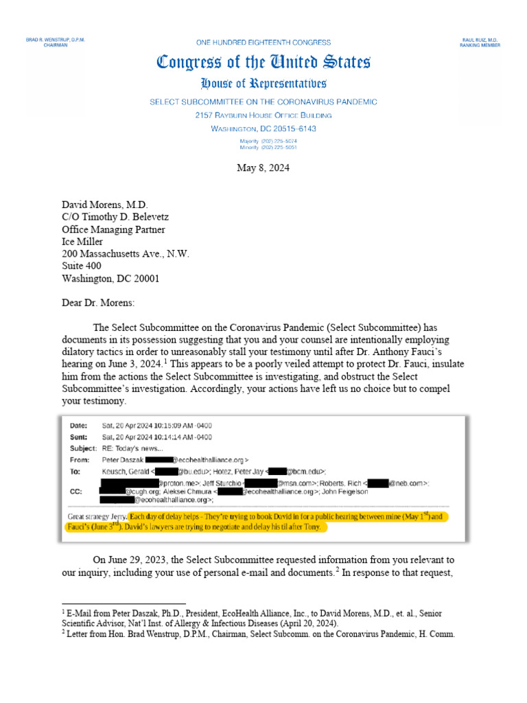 (DAILY CALLER OBTAINED) -- 2024.05.08 Subpoena Cover Letter to David ...