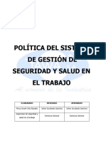 POLITICA EN MATERIA DE SEGURIDAD Y SALUD EN EL TRABAJO (Falta Firma)