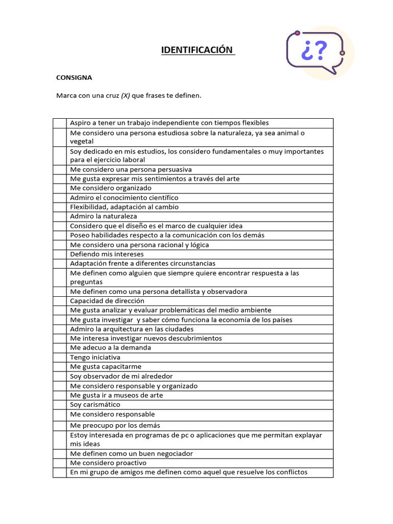 Test de Identificación | PDF | Aprendizaje | Diseño