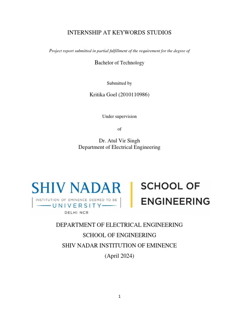Kritika Goel's Internship Report | PDF | Accelerometer | Simulation