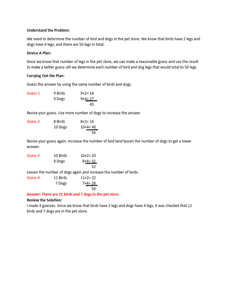 Lerning Task 2 - Using Polya's PRoblem Solving Strategy | PDF ...