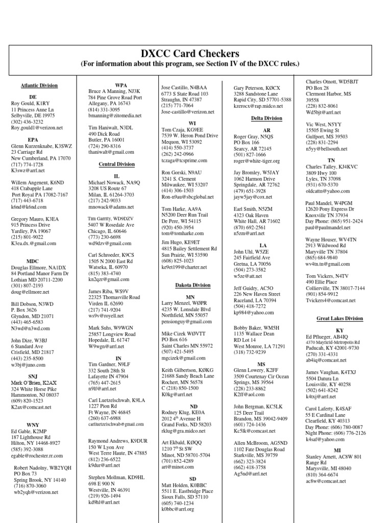 DXCC Card Checkers Contact List | PDF | Freight Transport | Written ...