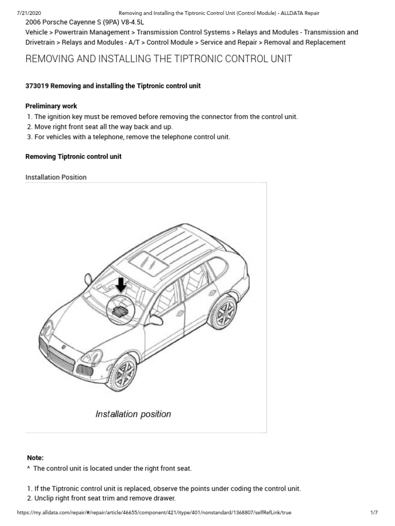 Tiptronic Control Unit Installation Guide | PDF | Menu (Computing ...