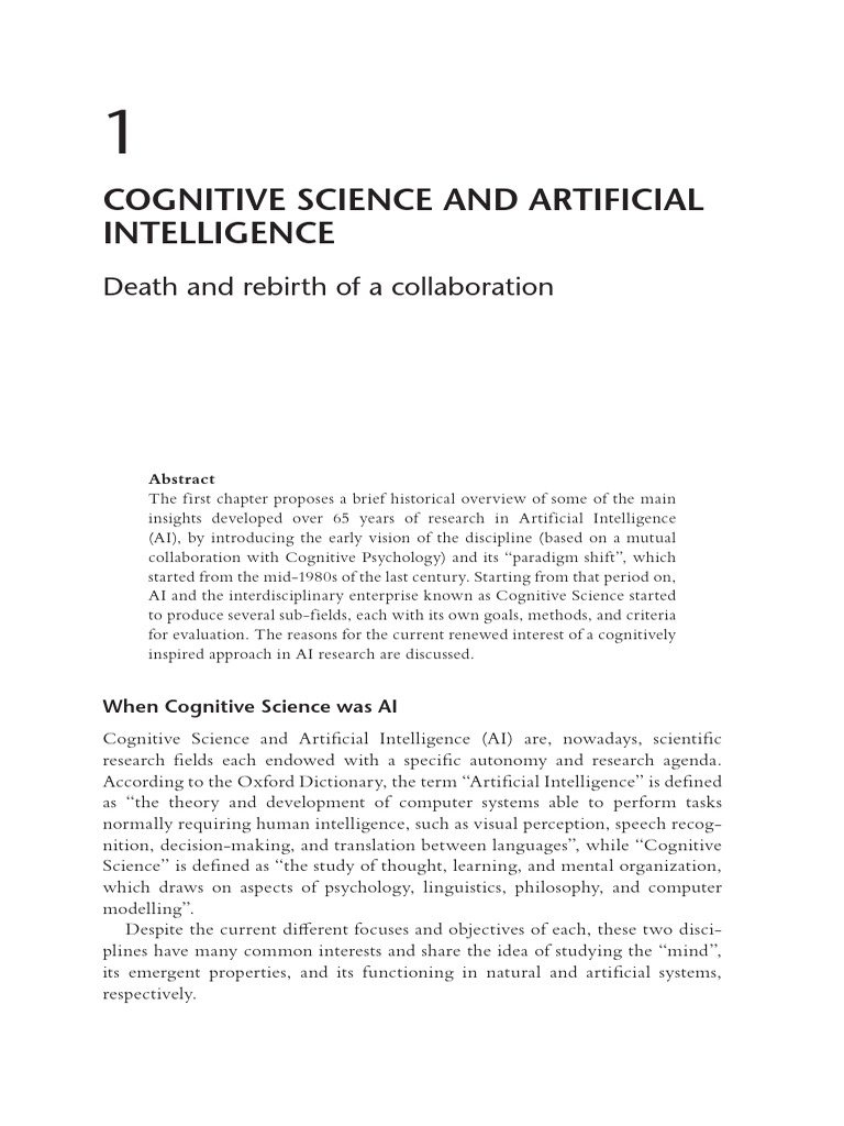Ai And Cognitive Science A Historical Overview Pdf Cognitive