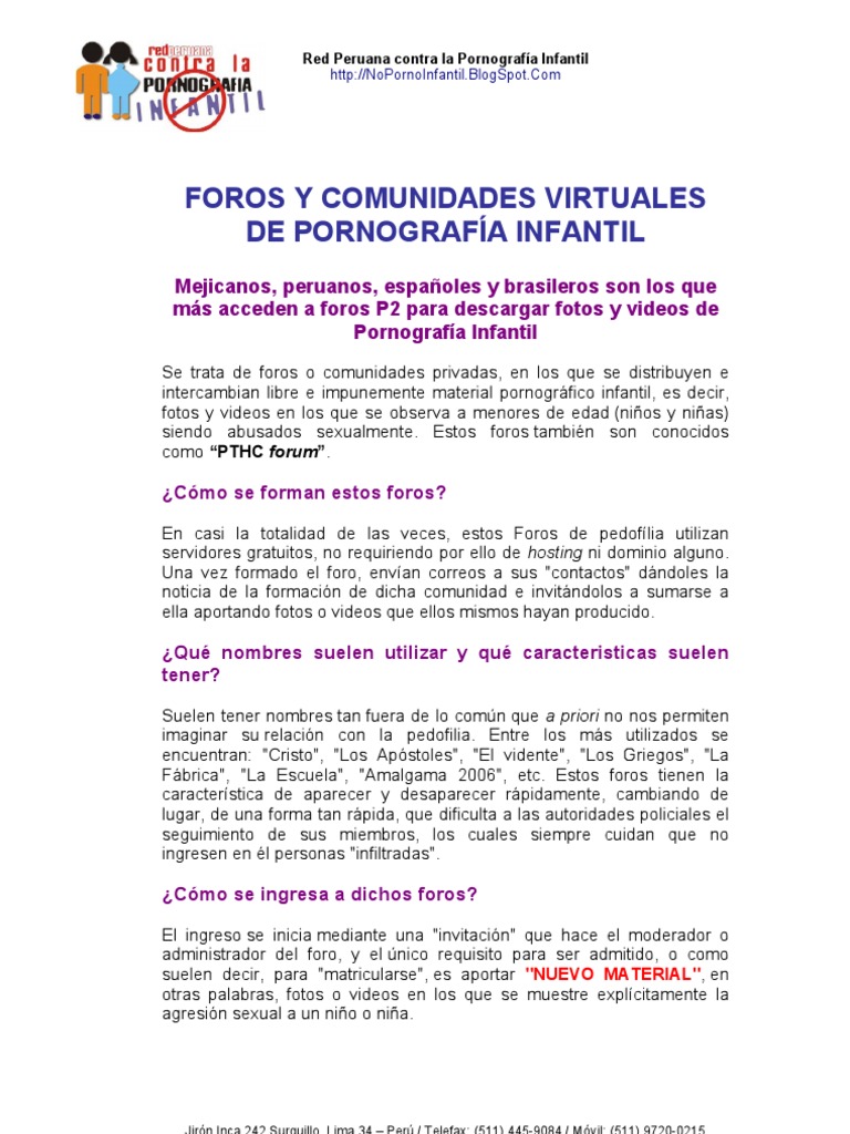 Foros y Comunidades Virtuales de Pornografía Infantil PDF Foro de Internet Anonimato imagen