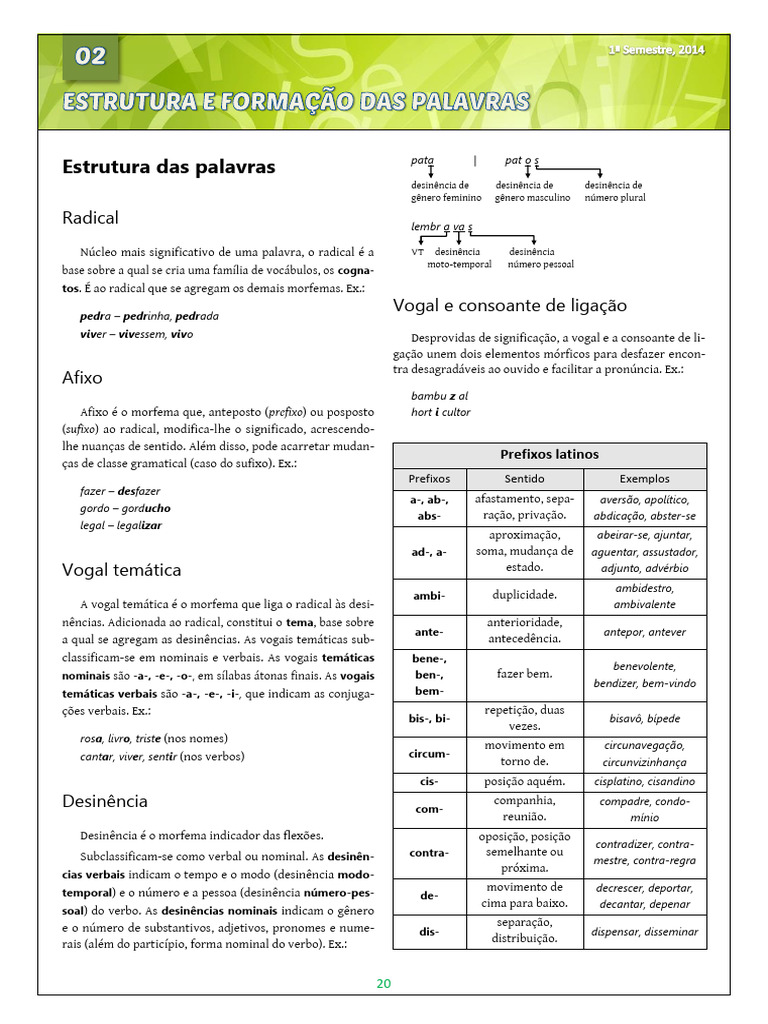 Estrutura e Formação das Palavras | PDF | Palavra | Morfologia