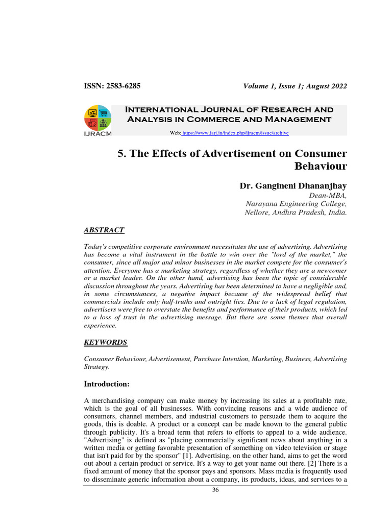 Impact of Advertising on Consumer Behavior | PDF | Advertising ...