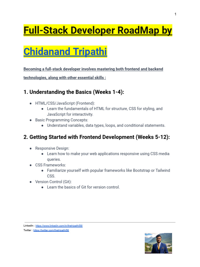 Full-Stack Developer RoadMap by Chidanand Tripathi | PDF | Java Script ...