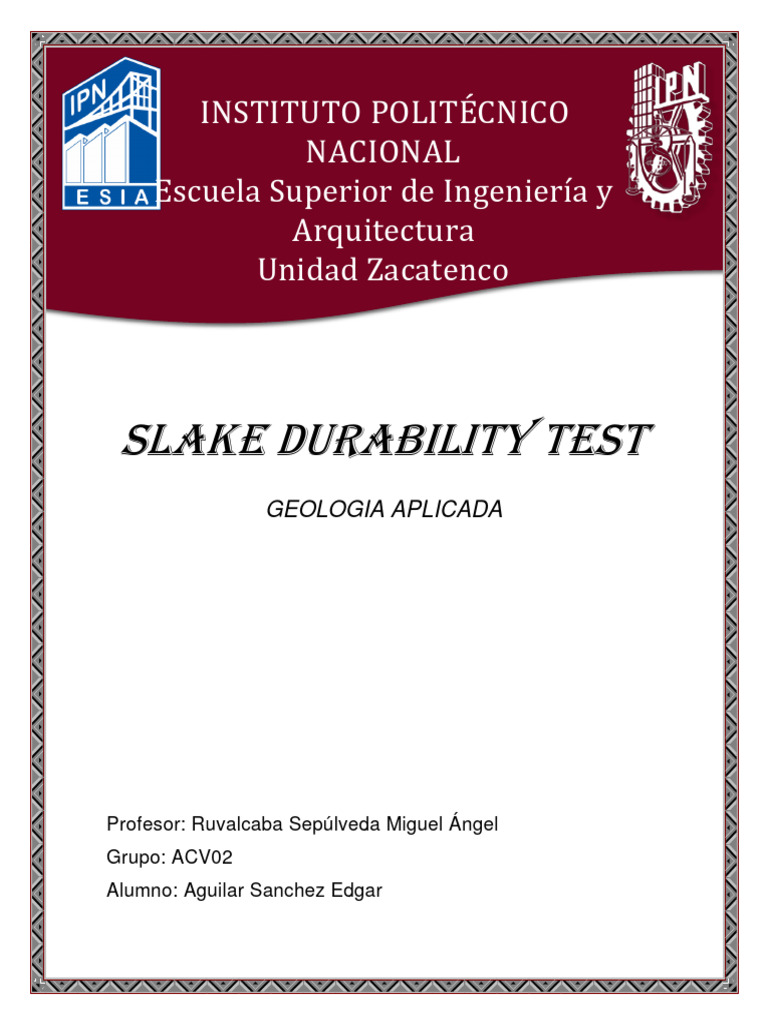 Prueba de Durabilidad Slake | PDF | Ciencia y matemáticas