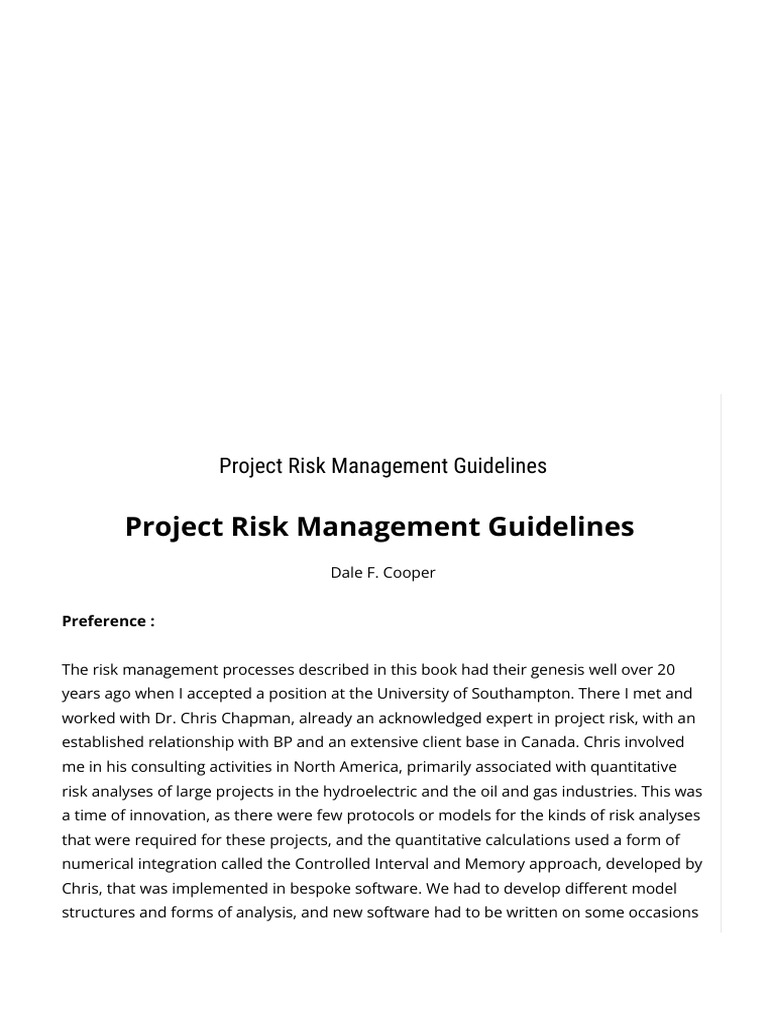 Project Risk Management Guidelines PDF | PDF | Risk Management | Risk